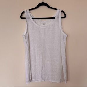 Eileen Fisher Size L Organic 100% Linen Knit Tank Top in White